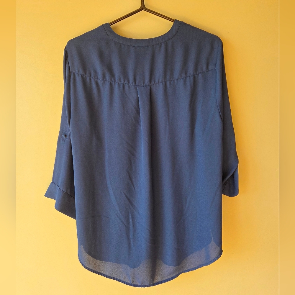 Torrid Medieval Blue Harper Georgette Pull Over 3/4 Sleeve Blouse SZ 0 (12) NWT - Picture 2 of 8